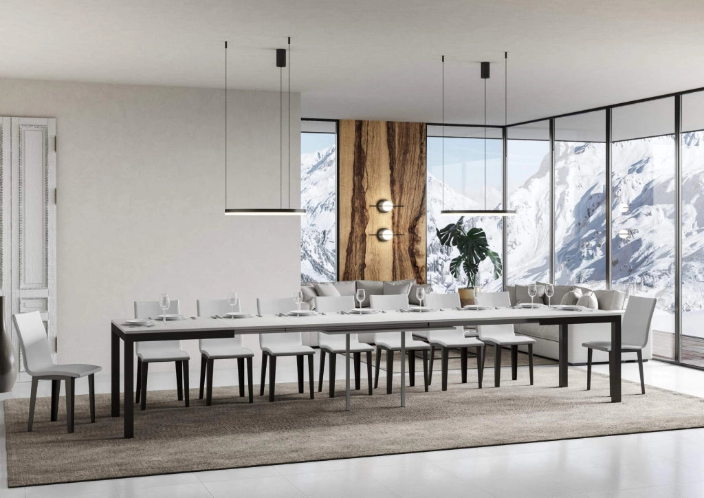 Tavolo allungabile 90x160/420 cm Every Evolution Bianco Frassino telaio Antracite