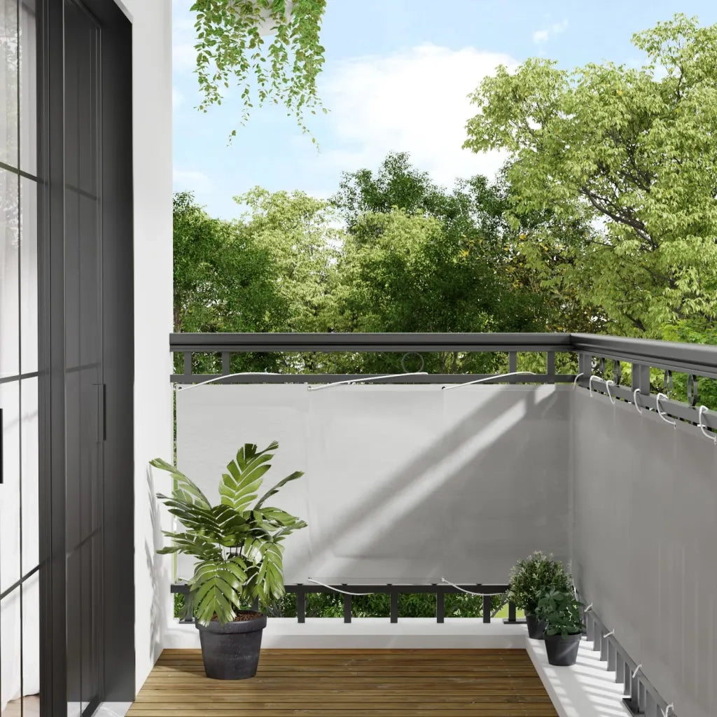 Paravento Balcone-Pannello per balcone Grigio chiaro 75x400cm 100% Poliestere Oxford