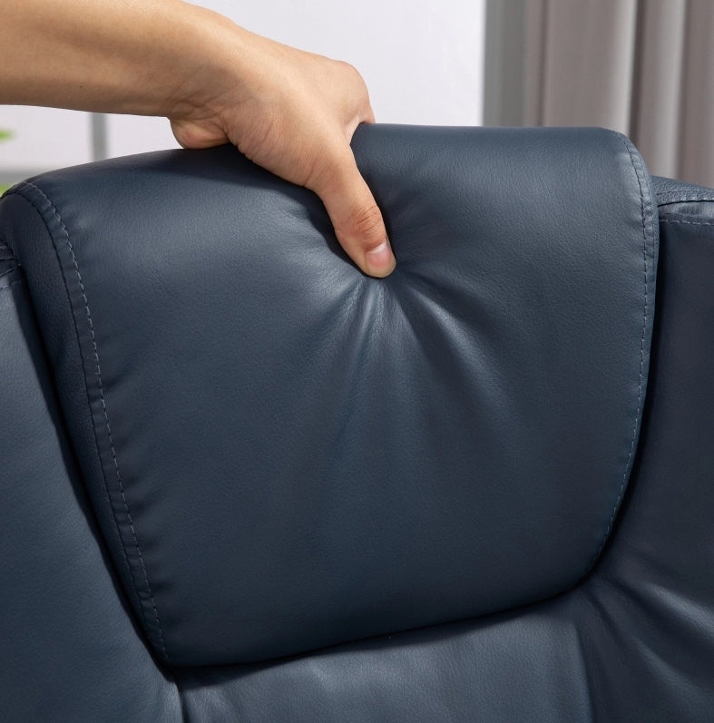 Poltrona da ufficio massaggiante blu con poggiapiedi