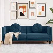 Divano a 3 Posti con Cuscini Blu in Vellutocod mxl 91928
