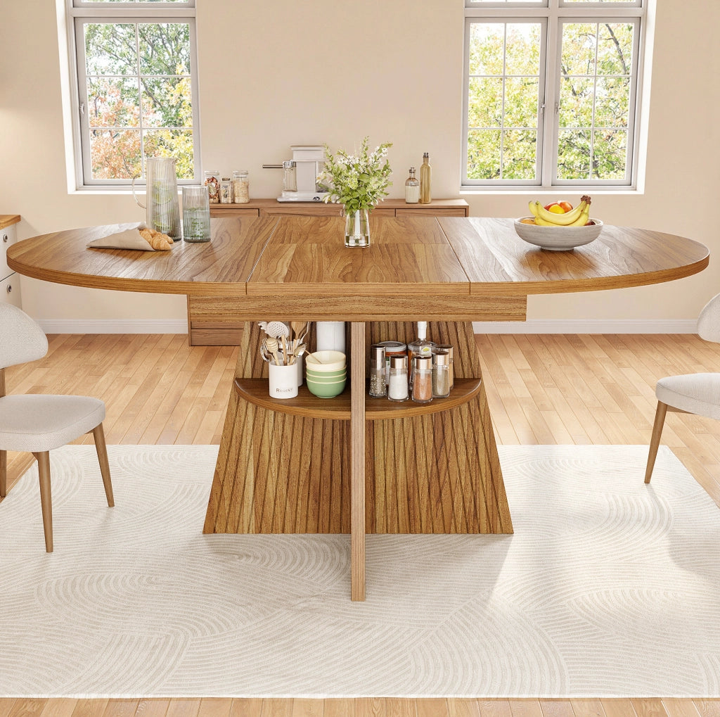 Tavolo da pranzo estensibile rotondo 110-150 cm marrone scuro