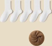 5 paia di calze termo per uomo - calze calde e spesse per inverno - calze spesse e calde per uomo - calze comode e assorbenti - calze spesse in cotone - adatte per lavoro, escursioni, tempo libero - 5 paia combinati [5 bianchi]
