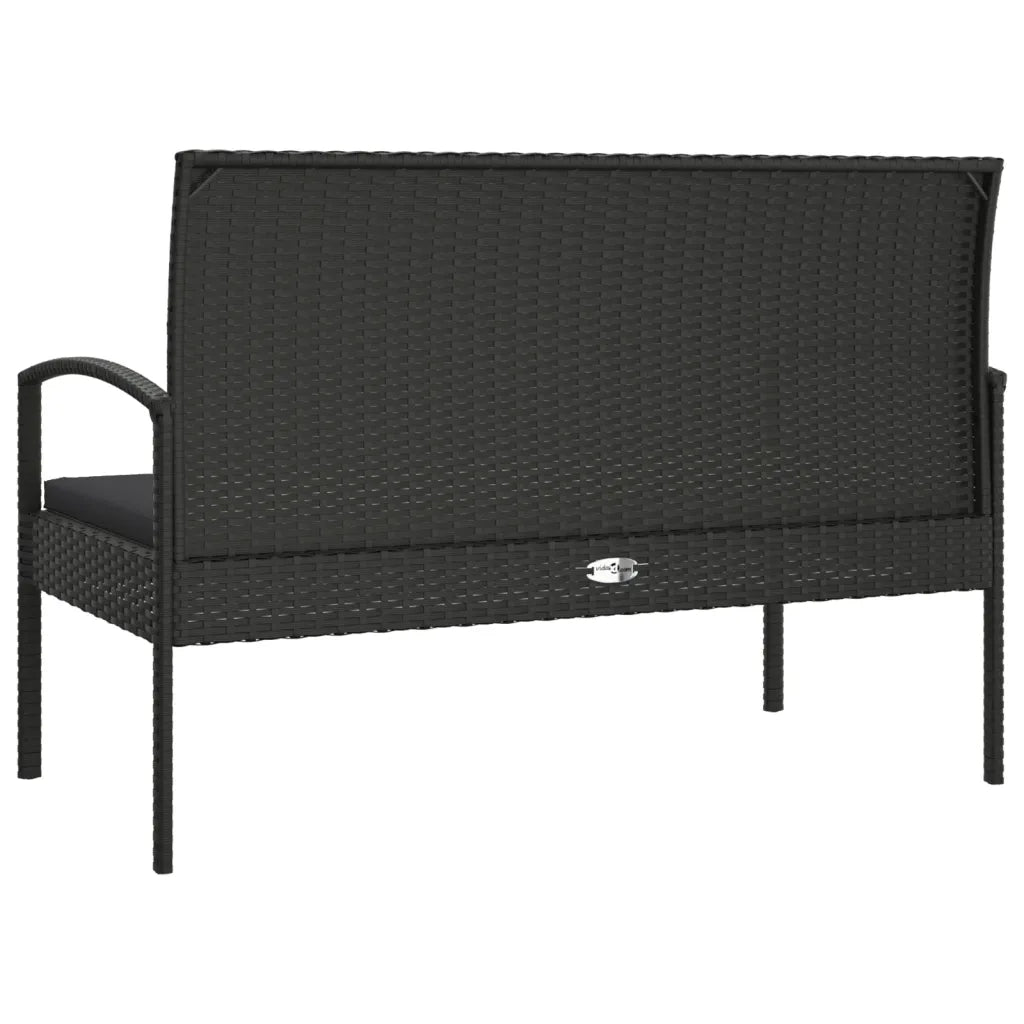 Panca da Giardino con Cuscino Nera 105 cm in Polyrattan