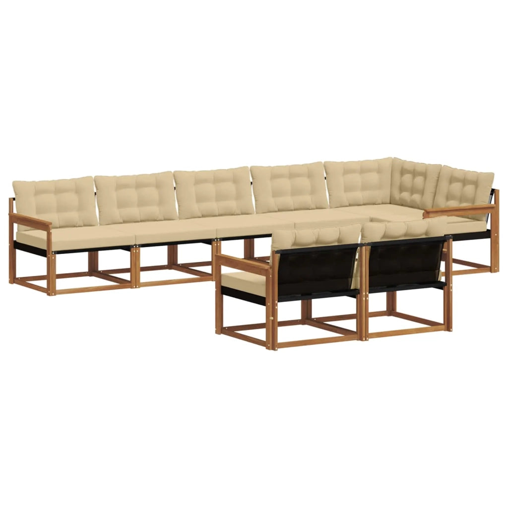 Set di divani da esterno con cuscino 8 pcs Naturale e Beige