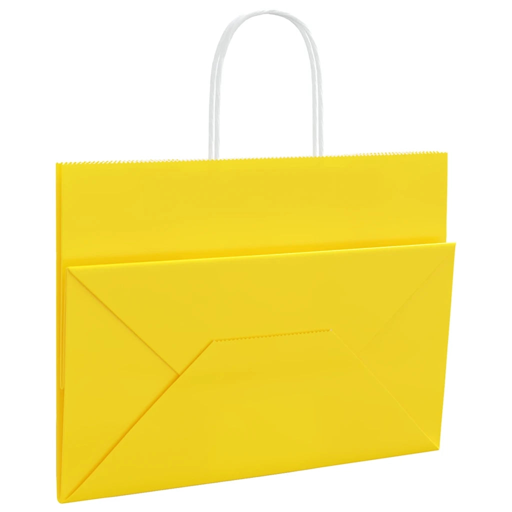 vidaXL Sacchetti di Carta 50 pz con Manici Gialli 32x17x25 cm