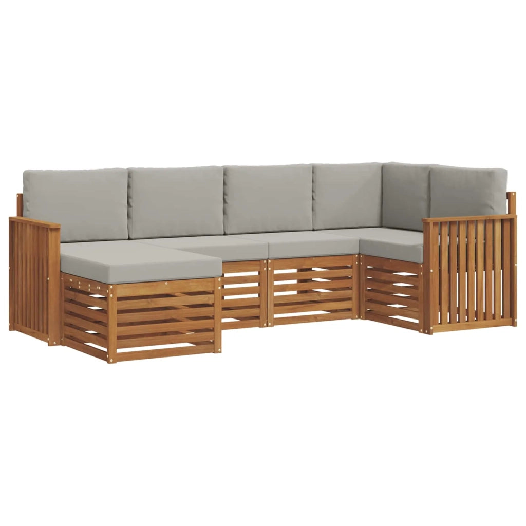 Set divano sezionale con cuscino 6 pcs Grigio Naturale e Chiaro