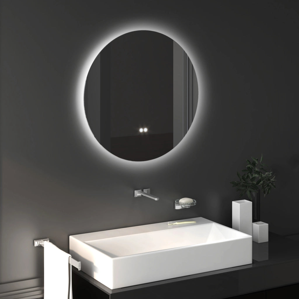Specchio Bagno con Luci LED Regolabili, Interruttori Touch e Design Antiappannamento, ?70 cm