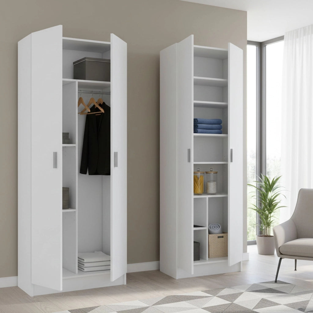 Dairago, Armadio Multiuso Grande Modulabile, 132x180h cm Bianco