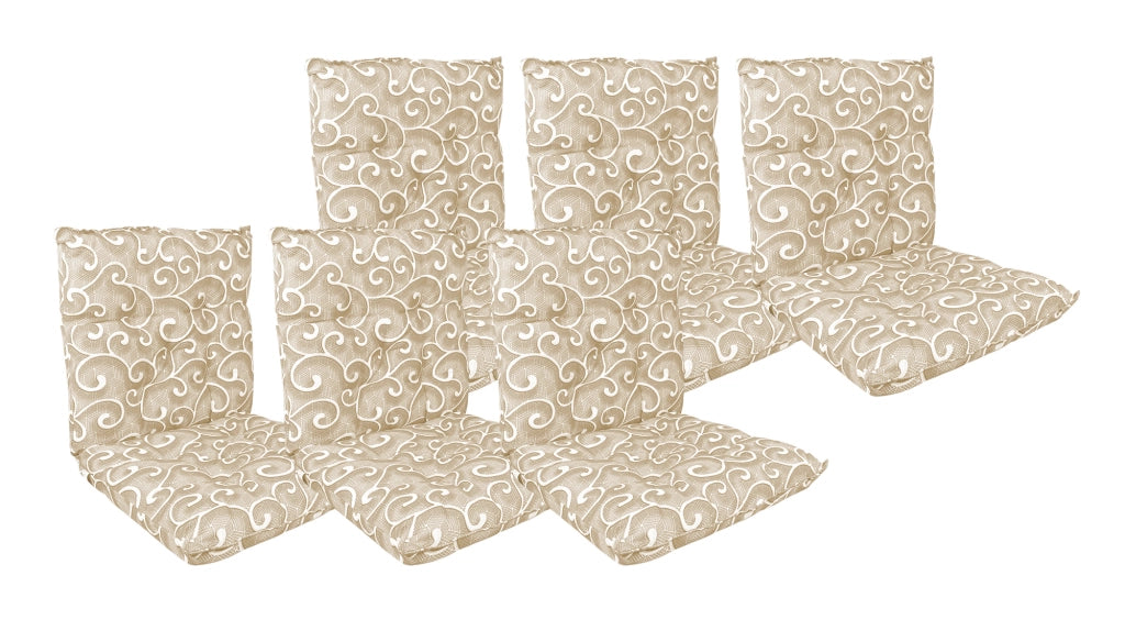 Set Cuscini Sedia Con Schienale Imbottiti Con Laccetti Banda Elastica 40 x 80 Cm InlayBeige - 6 Pezzi