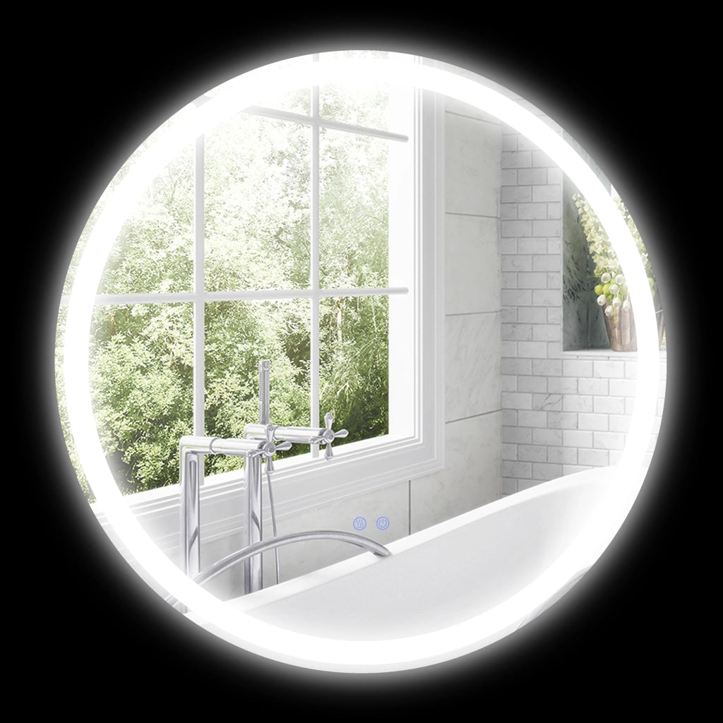 Specchio da bagno LED rotondo sospeso ¨C zephmum ¨C bianco argento 60x30x