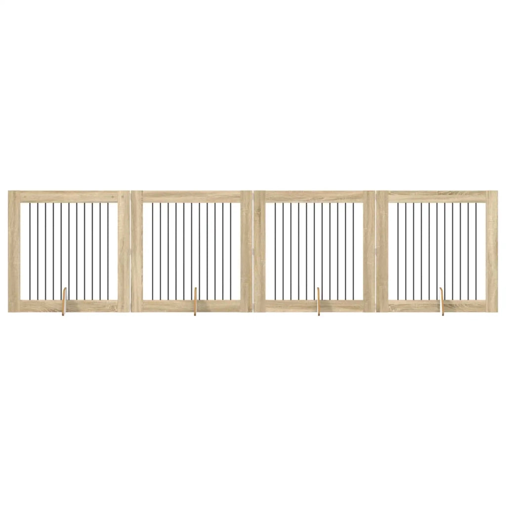 Cancello per cani con supporti 4 pcs Rovere Sonoma 100 x 100 cm 892032