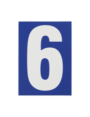 Targa adesiva numero civico  6 - 65X90mm - blu, pannello adesivo in pvc, finitura mat - THIRARD
