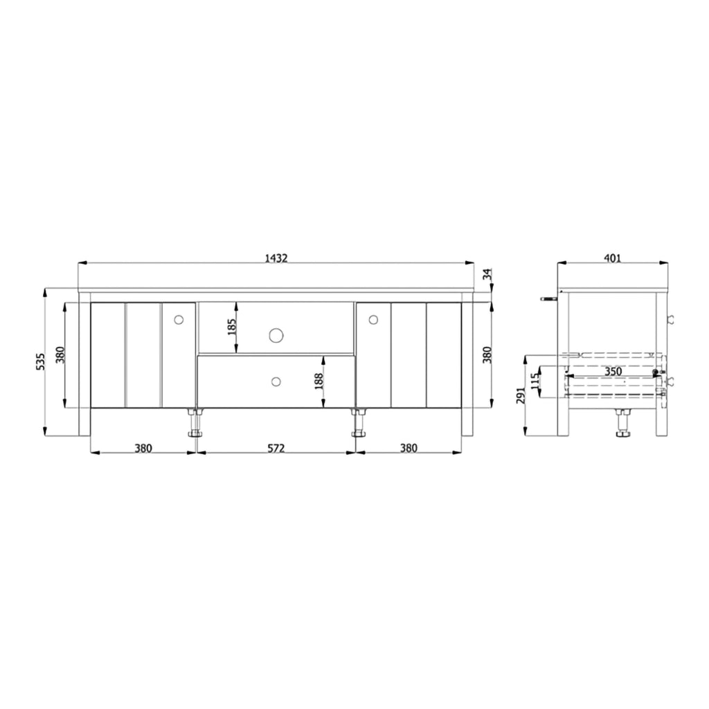 Sampe, Mobile Porta tv un Cassetto, 143x40x53h cm Bianco Opaco