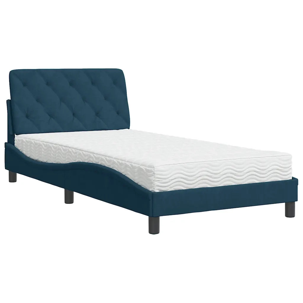Letto con Materasso Blu 100x200 cm in Velluto 3208644