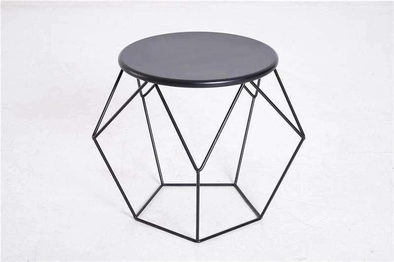 TAVOLINO GEOMETRICO DI DESIGN IN ACCIAIO, NERO, 54X54X44CM