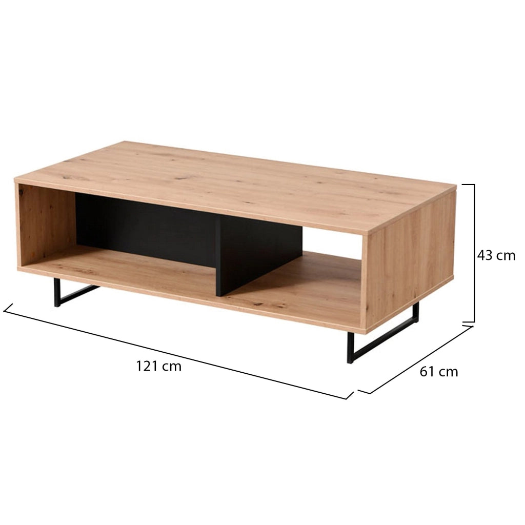 Corsano, Tavolino da Salotto con Piedini, 120.5x60.5x42.5h cm Marrone Rovere Nodi