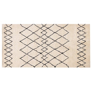 Tappeto tappetino Tappeto Tessuto Poliestere Beige e Nero Shaggy Motivo Geometrico Rettangolare 80 x 150 cm