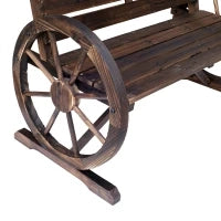 Panchina da Esterno a 2 Posti , Panchina da Giardino Stile Country con Braccioli a Ruota in Legno, 105.5x59x75cm Marrone