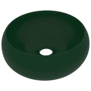 Lavandino-Lavello Lusso Rotondo Verde Scuro Opaco 40x15 cm in Ceramica 837345