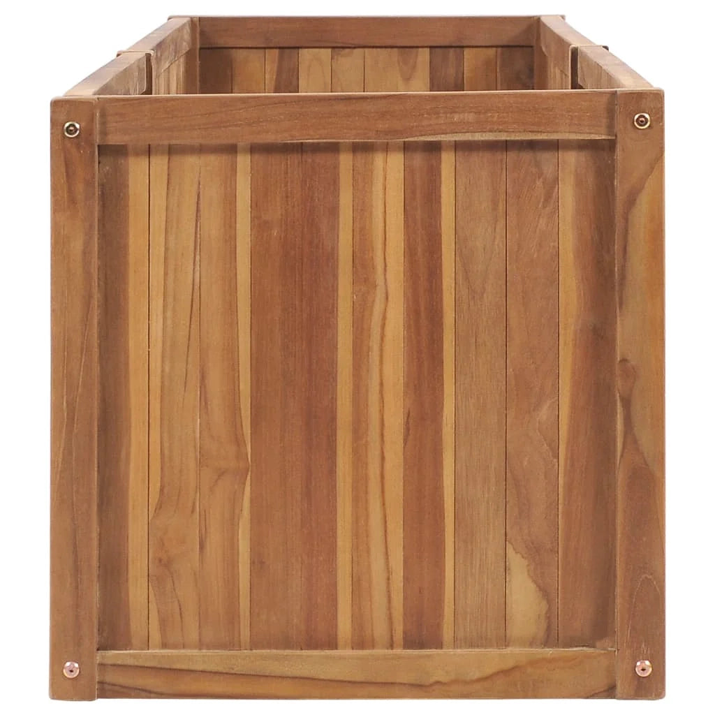 Fioriera rialzata per piante e fiori terrazza giardino 200 x 50 x 50 cm legno massello di teak marrone 02_0039398