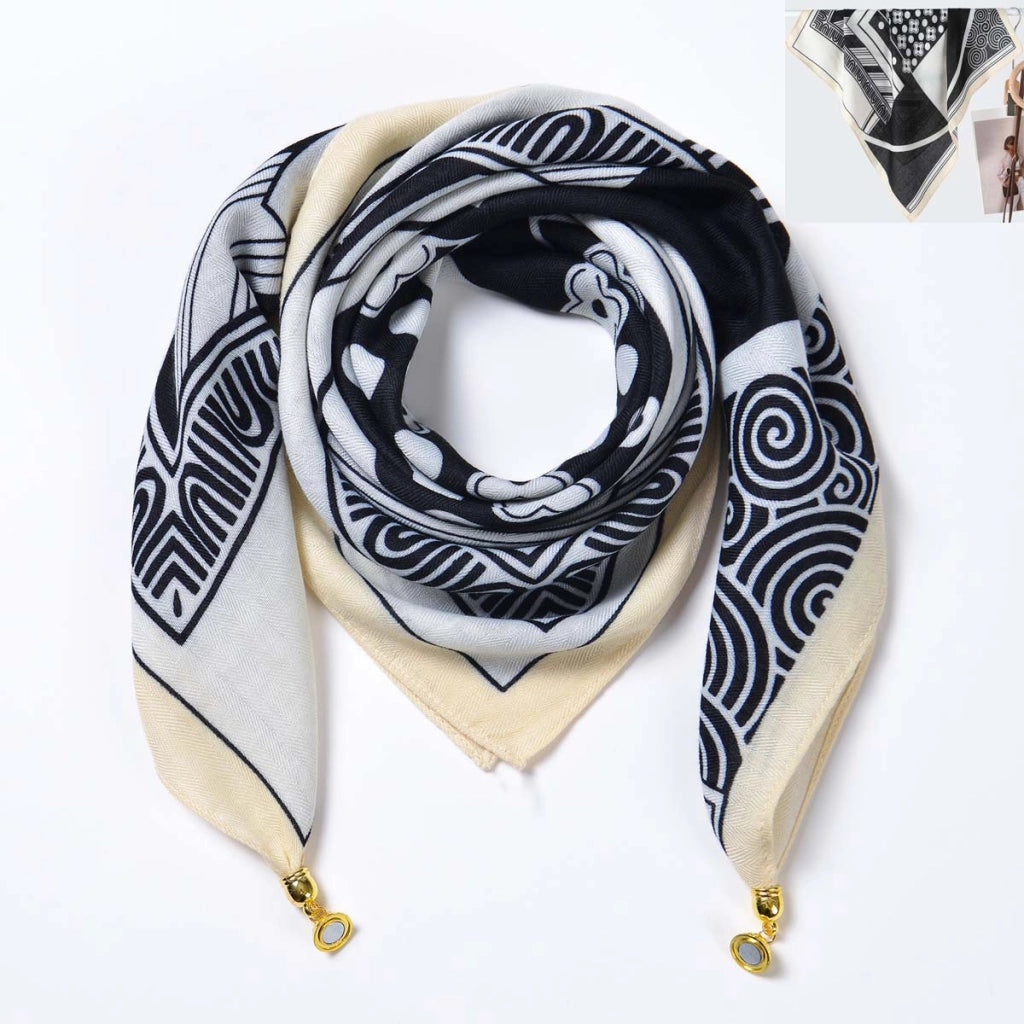 Sciarpa quadrata da donna in seta, stile pastorale, fresca ed elegante, 88 cm, foulard/scialle versatile e alla moda.