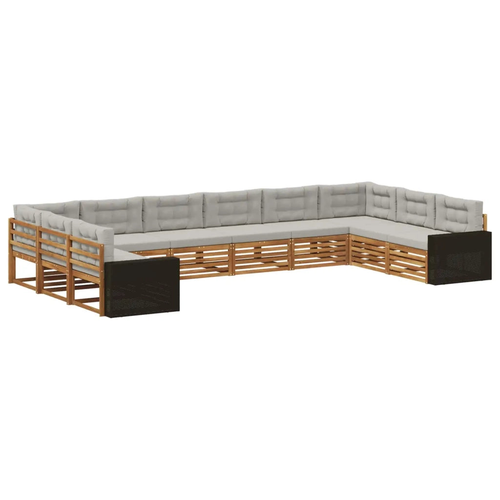 Set divani con cuscino 10 pcs Legno di Acacia Massello