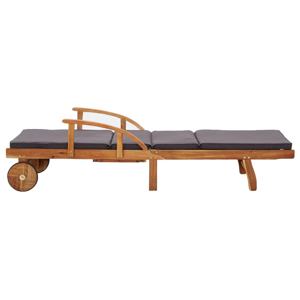Lettino prendisole sedia a sdraio lettino prendisole letto da giardino mobili da esterno per patio con cuscino legno massello di acacia 02_0012347
