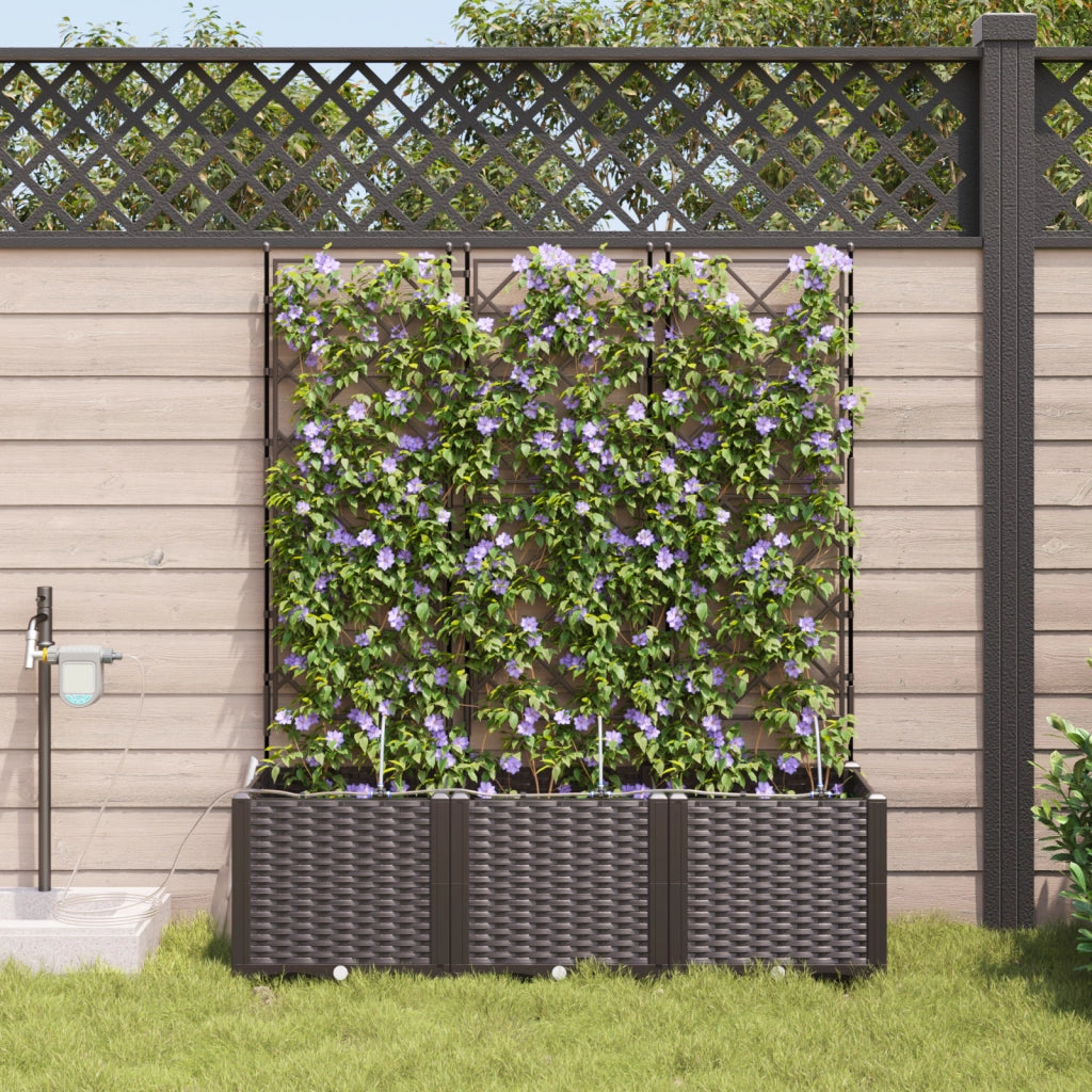pianterreno Jardini con Sistema di Irrigazione 3 pz Marrone