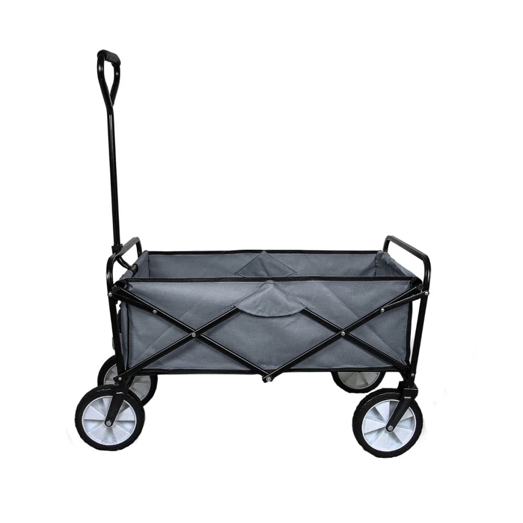 Carretto Carrello Giardinaggio Pieghevole Rimorchio Carriola da Giardino Grigio