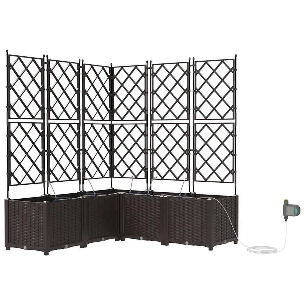 Fioriere | Cassetta per fiori | Vaso da giardino 5 pz Marrone 120 x 120 x 142 cm Plastica