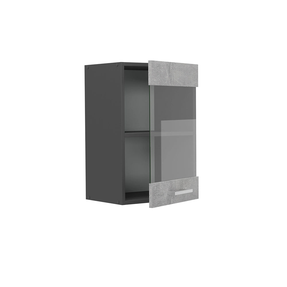 Mobile da cucina in vetro R-Line Calcestruzzo/Antracite 40 cm Vicco