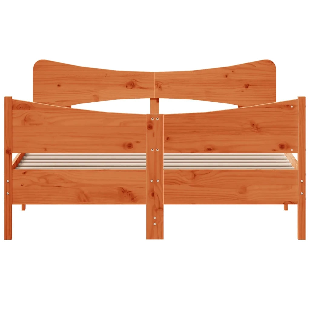 Letto senza Materasso Marrone Cera 135x190 cm in Legno di Pino 3216398