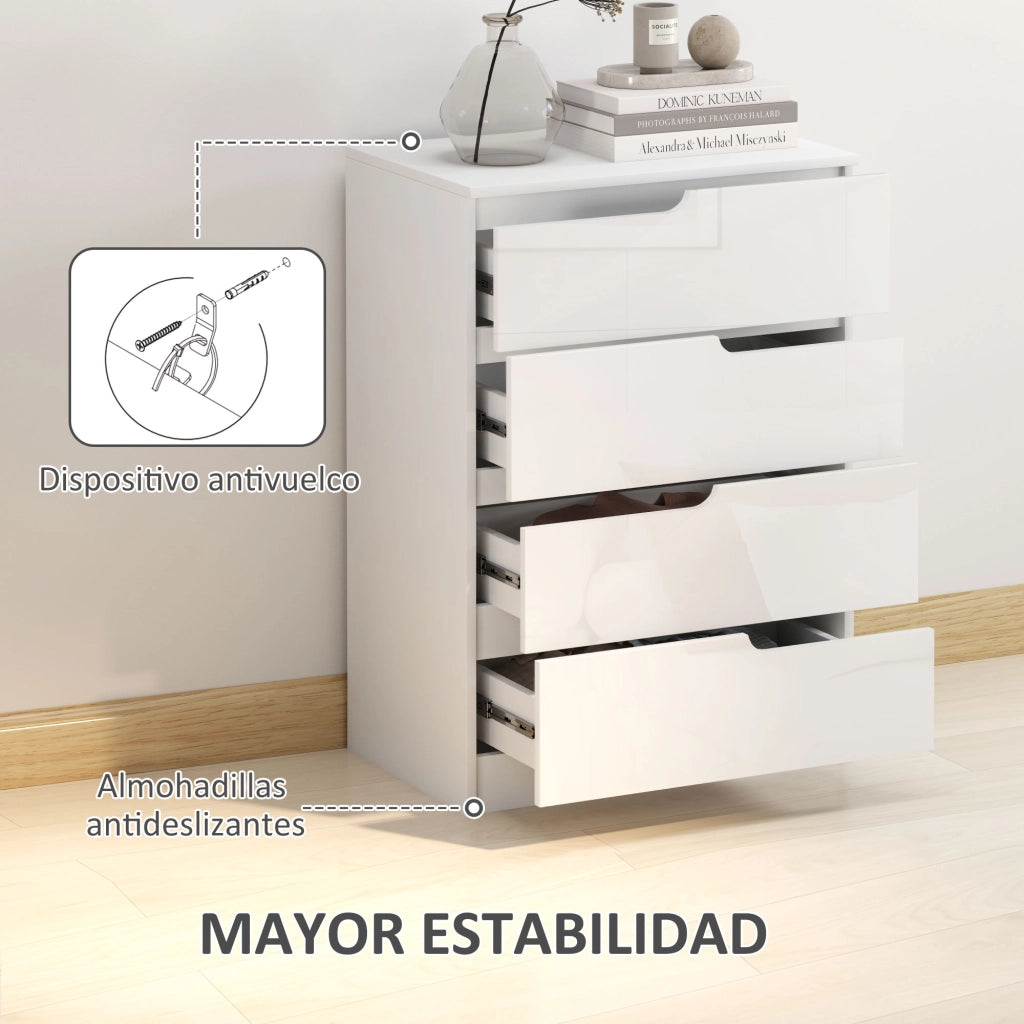 C¨®moda con 4 cassetti ¨C Zephmum ¨C Bianco 60x40x85 cm