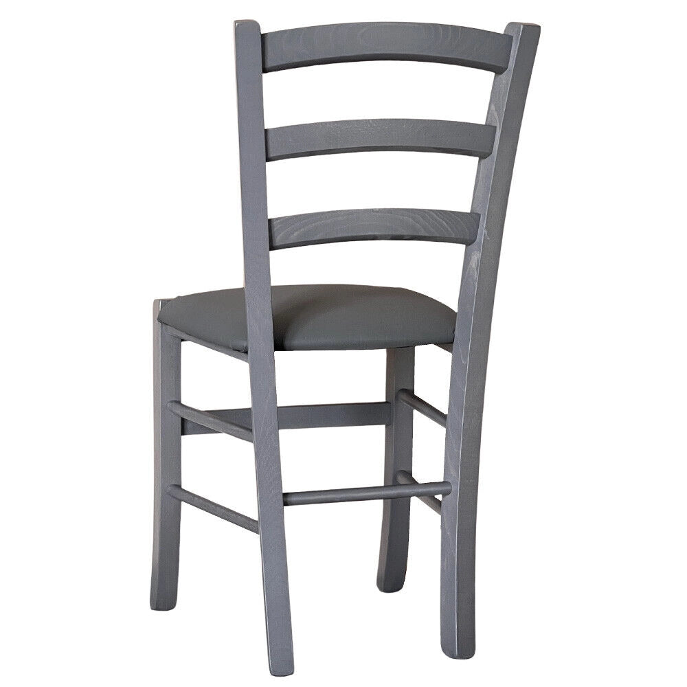 Sedie sala da pranzo Venezia in legno grigio con seduta similpelle antracite