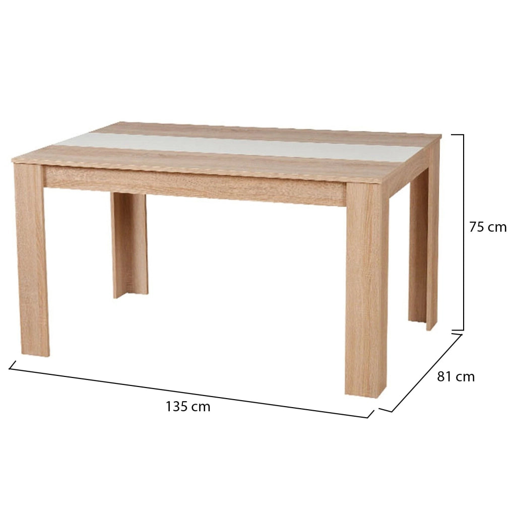 Simala, Tavolo Fisso 6 Posti, 135x80.5x74.5h cm Marrone Rovere
