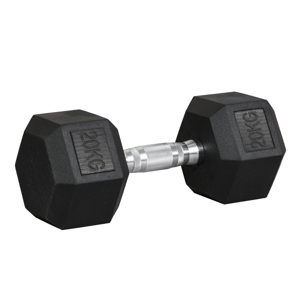 Manubrio Esagonale da 20kg in Acciaio e Gomma per Workout in Palestra, Casa e Ufficio, Nero