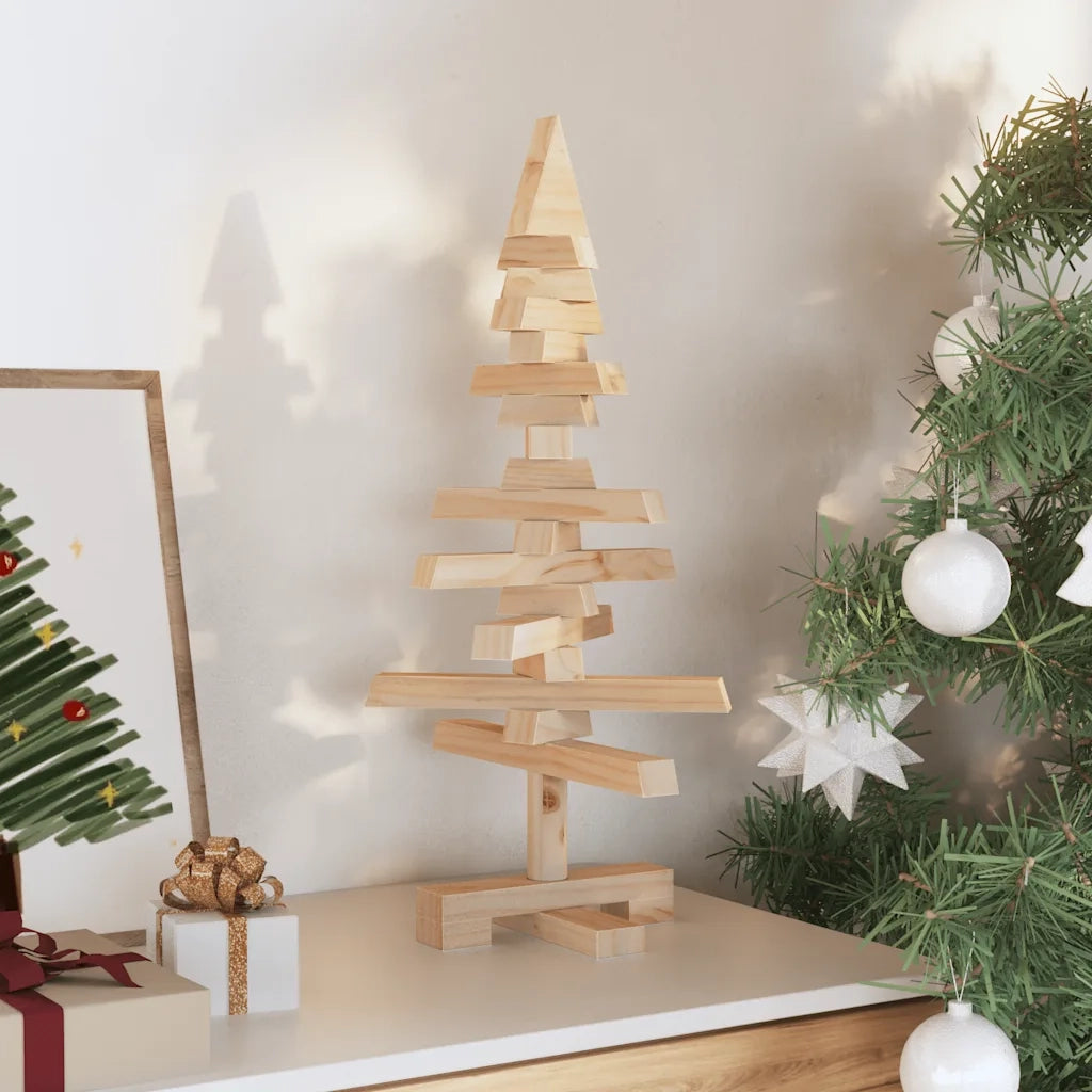 Albero di Natale Decorativo in Legno 60 cm Legno Massello Pino 357993