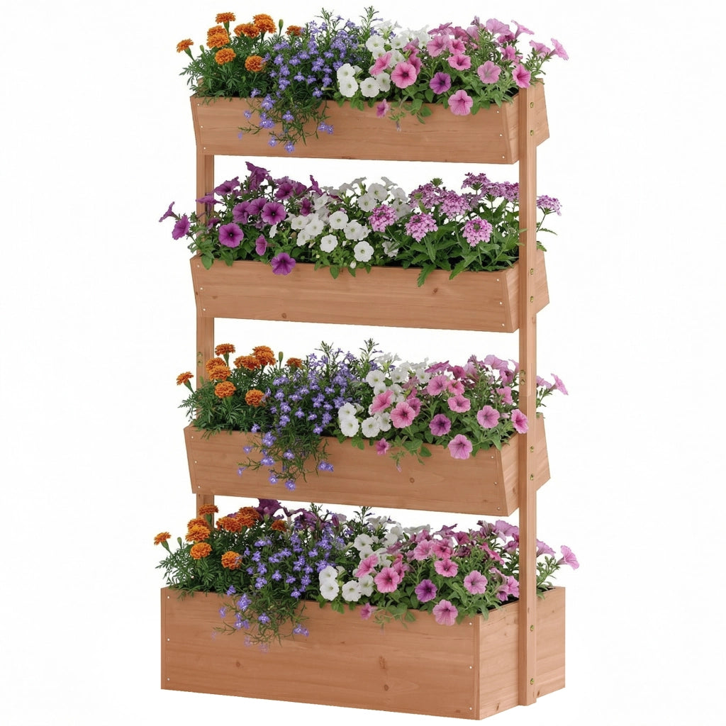 Fioriera da Giardino in Legno ¨C zephmum ¨C Marrone 4 Livelli