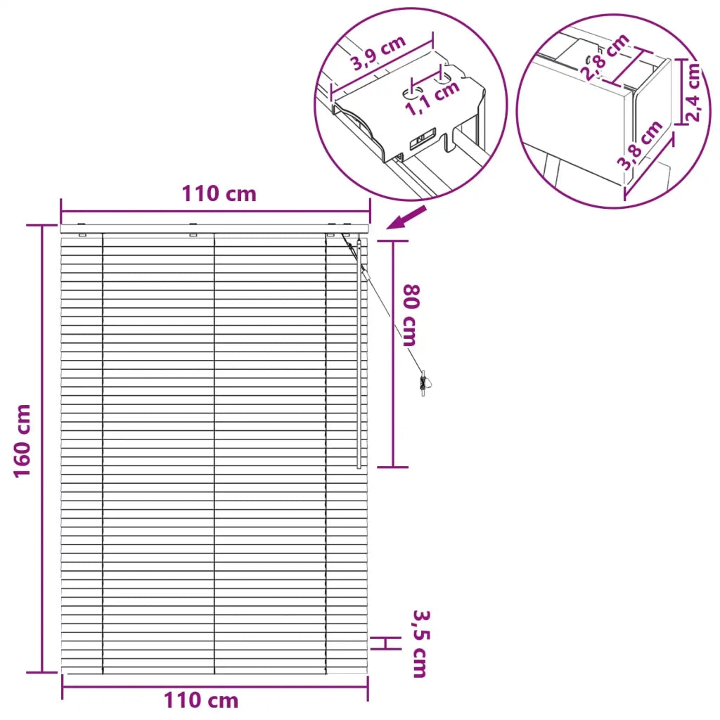 Tenda Veneziana Marrone Scuro 110 x 160 cm 35 mm 42015568
