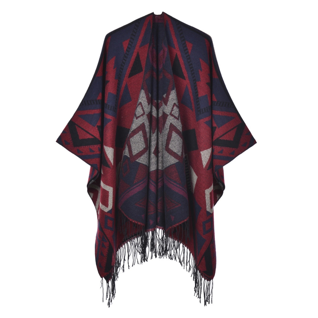 Nuovo scialle da donna in cashmere con spacco e nappe boh¨¦mien.