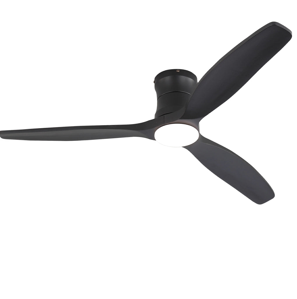 Ventilatore da soffitto 52 pollici con luce LED dimmerabile e telecomando nero opaco