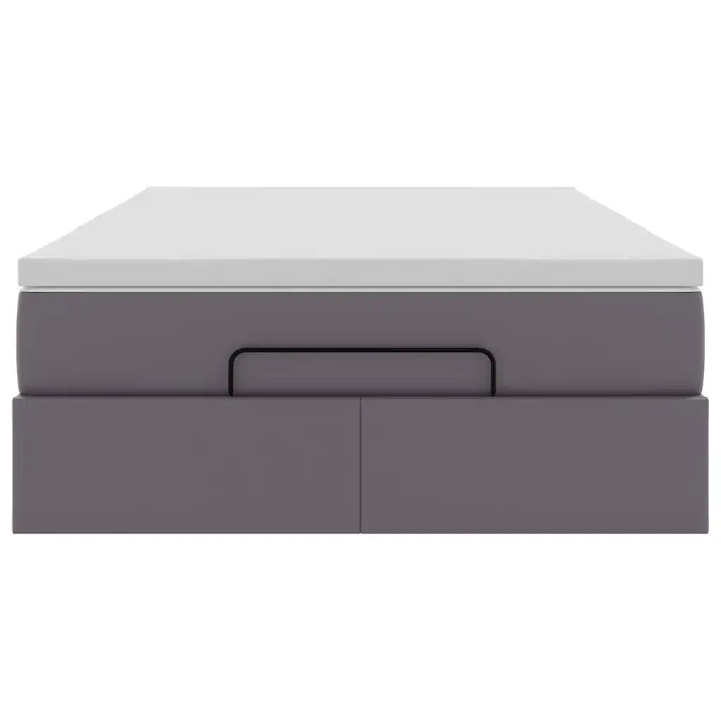 Struttura Letto Pouf con Materasso Grigio 120x200 cm Similpelle 3311034