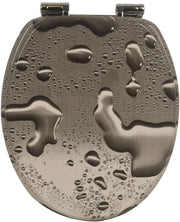 Sedile WC con meccanismo soft-close e motivi, sedile WC con elevato comfort di seduta, coperchio WC con robusto e stabile nucleo in legno, coperchio WC in legno di alta qualità (Raindrop)