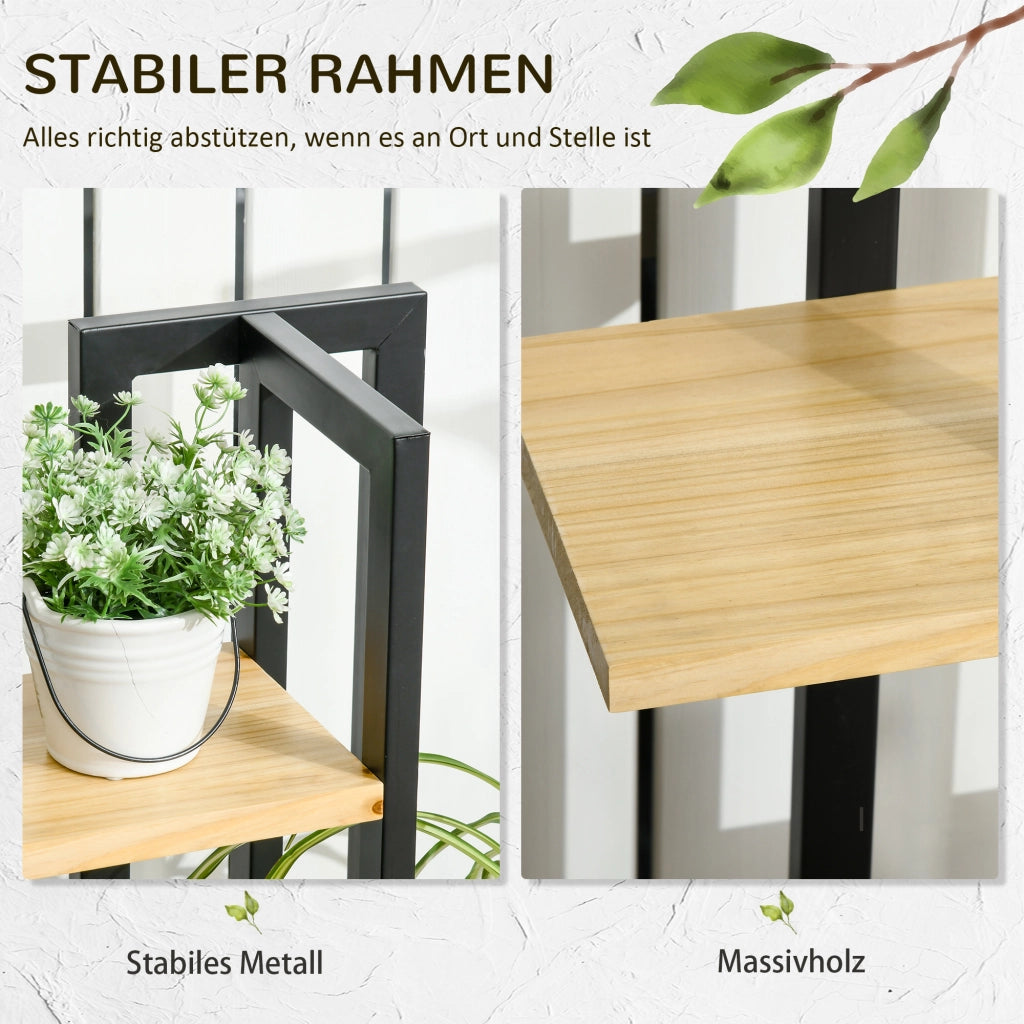 Piantaia 4 Ripiani Regolabile ¨C zephmum ¨C Legno Nero Naturale 110 cm