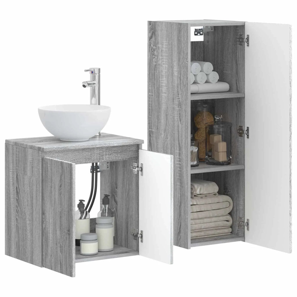 Set di mobili per il bagno 2 pz Sonoma grigio 3406119