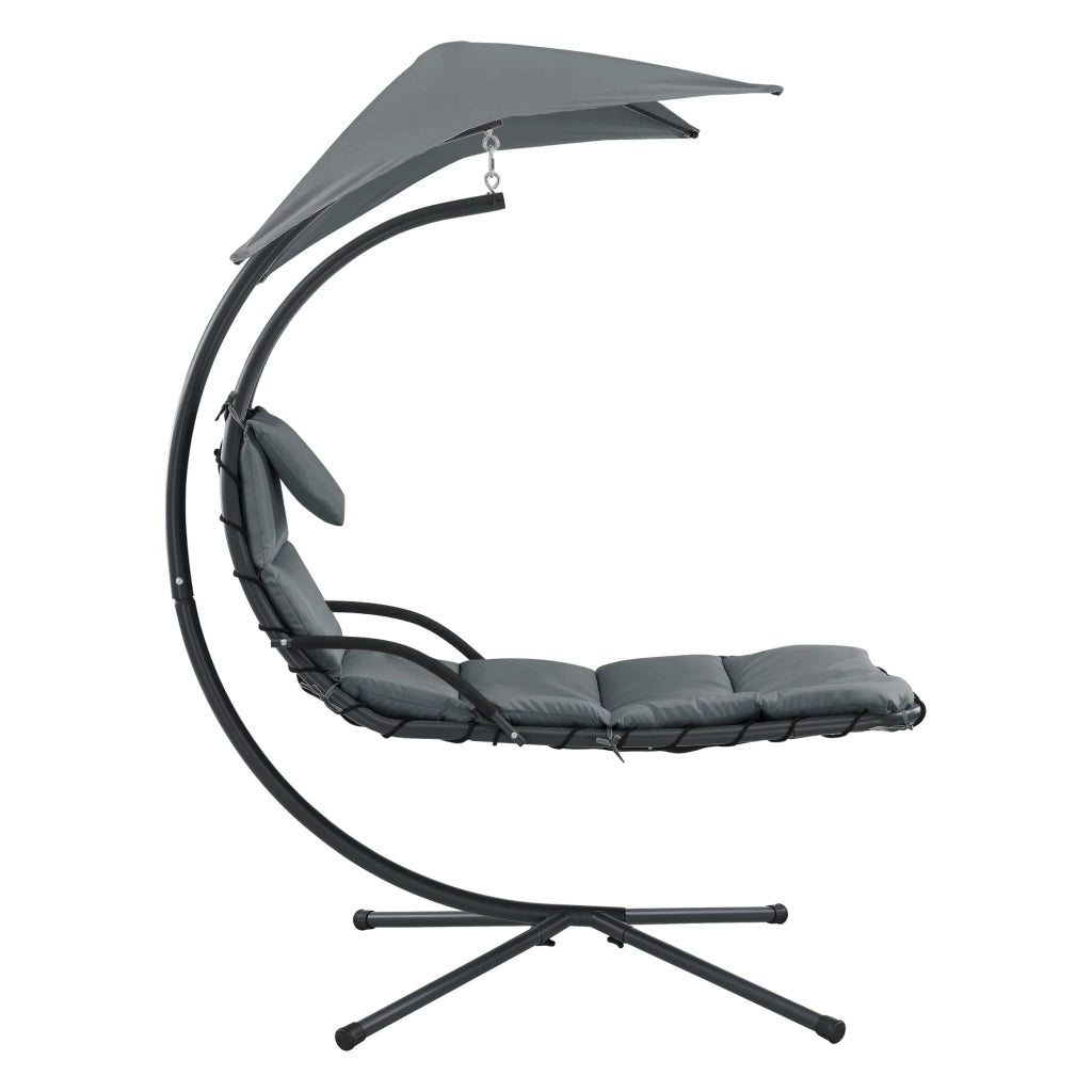 Lettino prendisole sospeso con supporto 166 x 116 x 210 cm nero/grigio 03_0006399