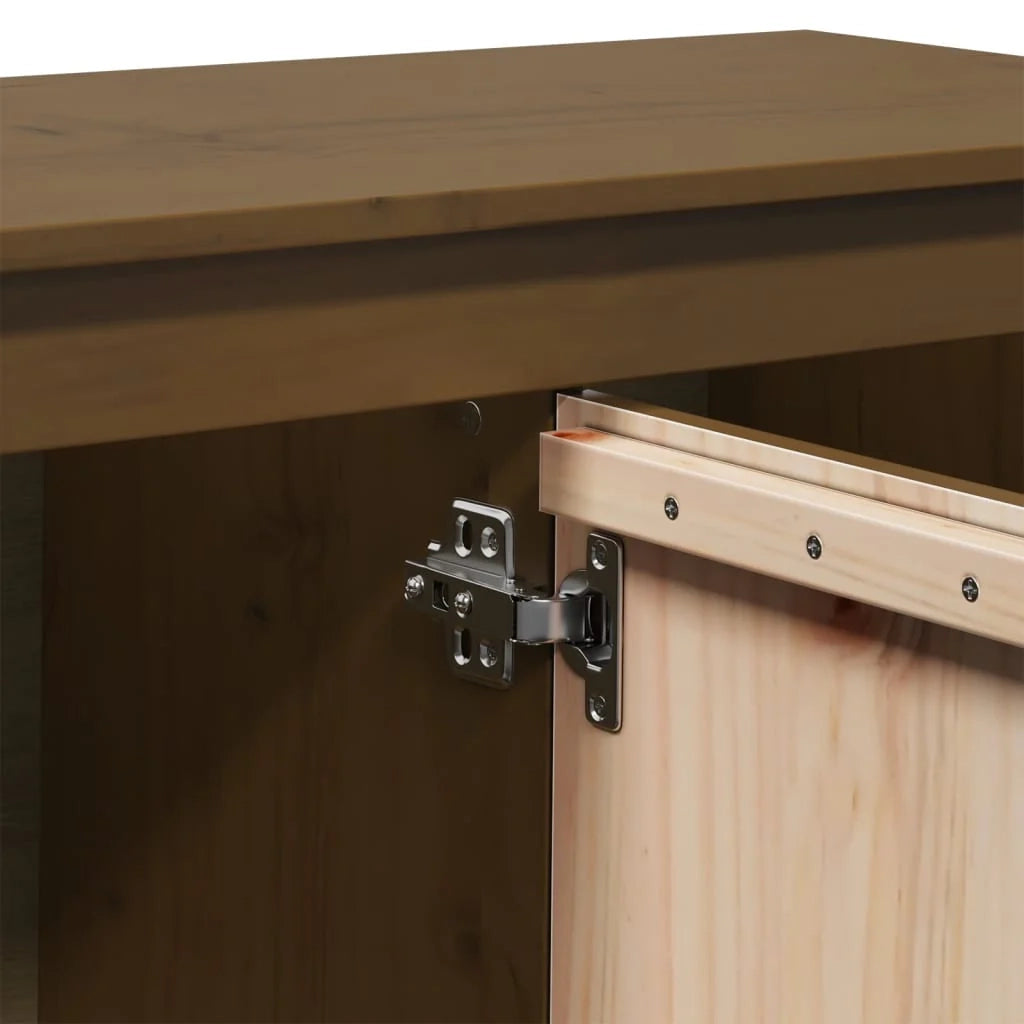 Mobile TV multimediale mensola TV credenza TV sala da pranzo soggiorno camera da letto color miele 103 x 36,5 x 52 cm legno di pino massiccio marrone 02_0027694
