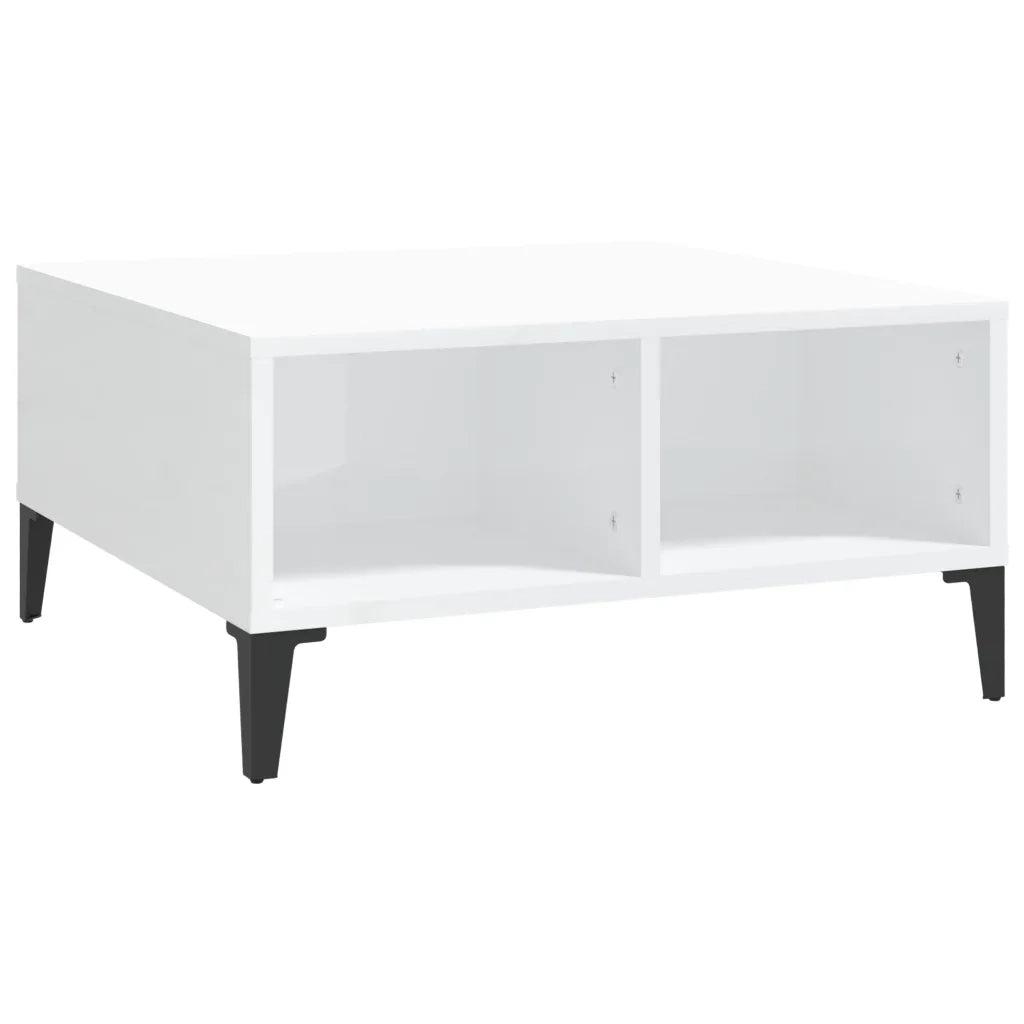 Tavolino da Salotto Bianco Lucido 60x60x30 cm Legno Multistrato 805992