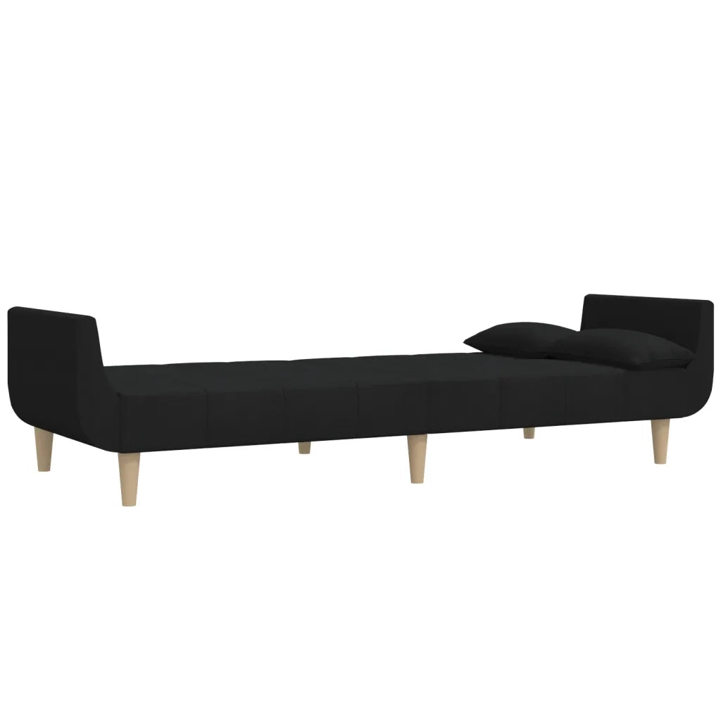 Divano Letto a 2 Posti con 2 Cuscini Nero in Tessuto 375871