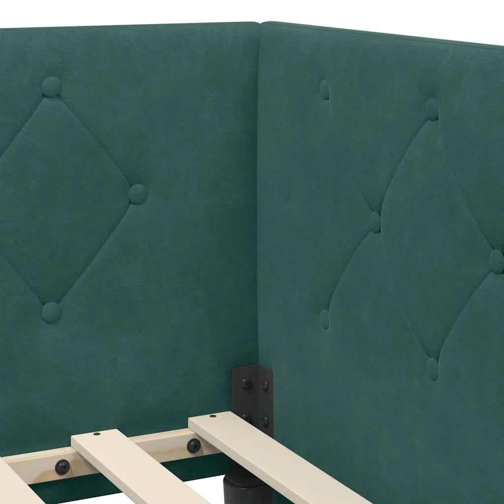 Cornice del letto ad angolo Verde Scuro 80 x 200 cm Velluto